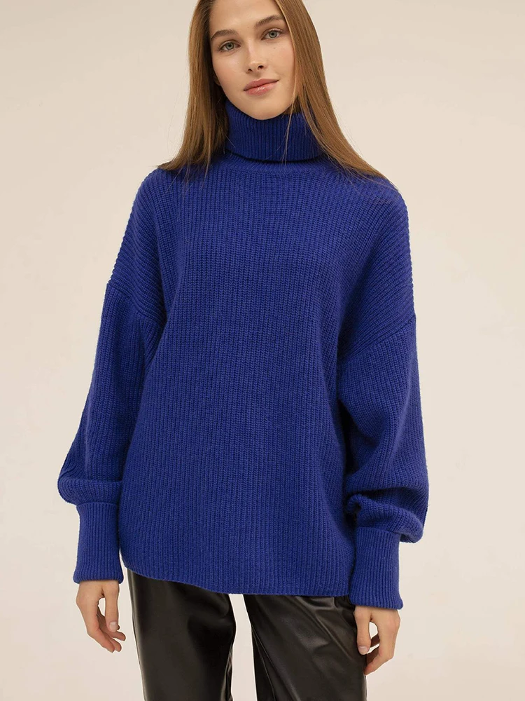 

Winter Turtleneck Oversized Pullover Women Casual Elegant Knitted Sweater Vintage Loose Long Sleeve Jumpers Female Knitwear Pull