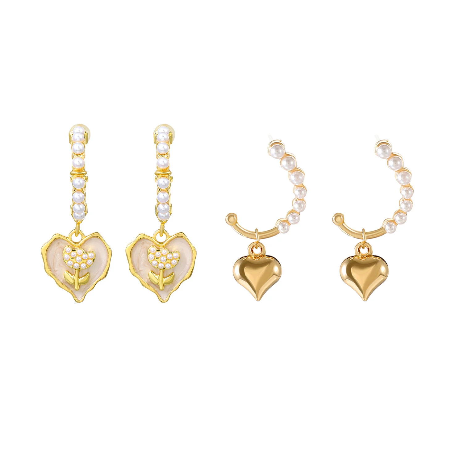 

Pearl Rose Heart Earrings Fashion Unique Design Elegant Exquisite Light Luxury Pendant Earrings Women Jewelry Party Gift