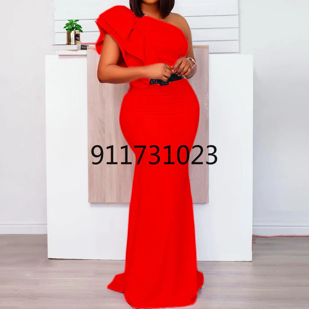 

African Dresses for Women Summer 2023 African Women Sleeveless Solid Color Long Dress African Clothes Women