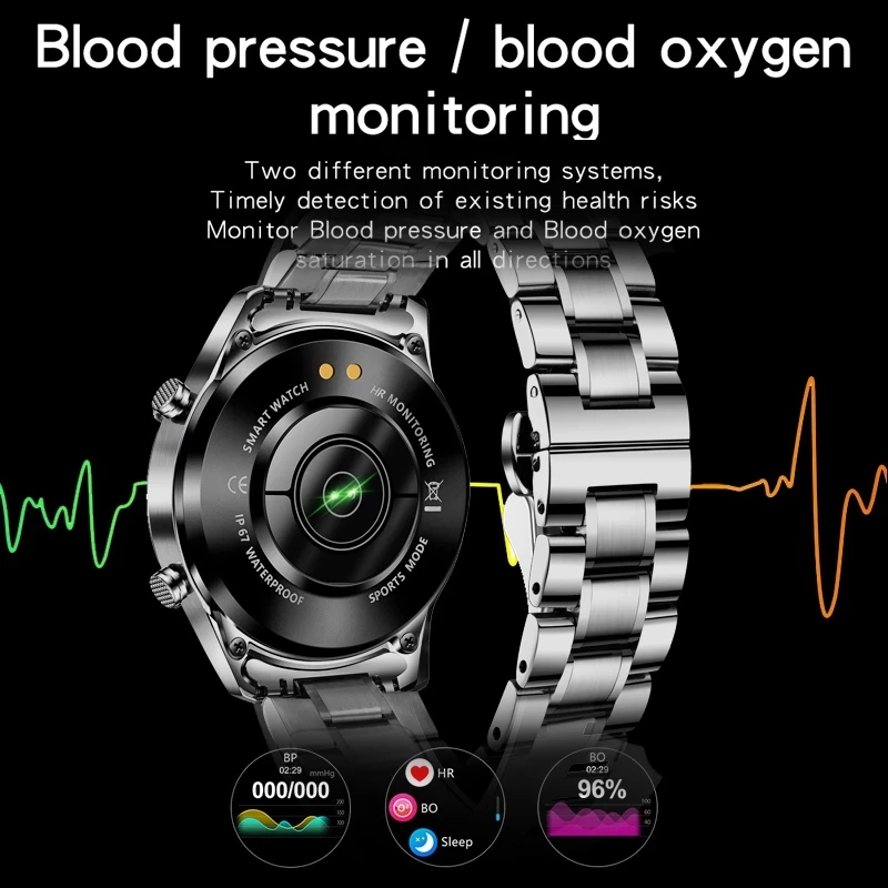 2023 New Full Circle Touch Screen Steel Band Luxury Bluetooth Call Men Smart Watch Waterproof Sport Activity Fitness Watch+Box images - 6