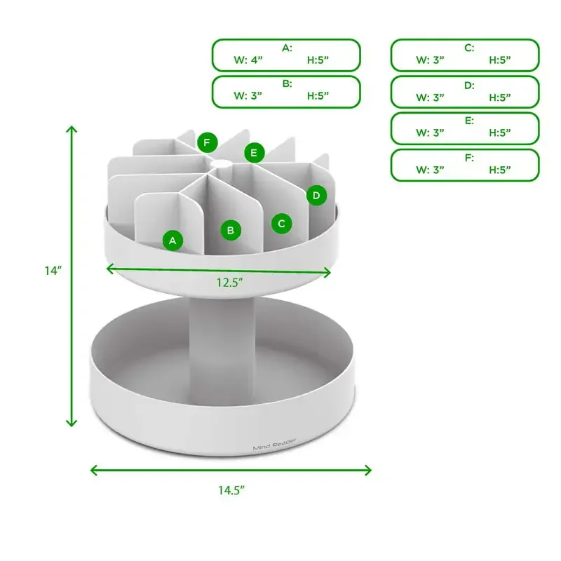 

Fancy Tier Lazy Susan Snack Organizer - Perfect for Home, Office, or Breakroom - Classic White Color.