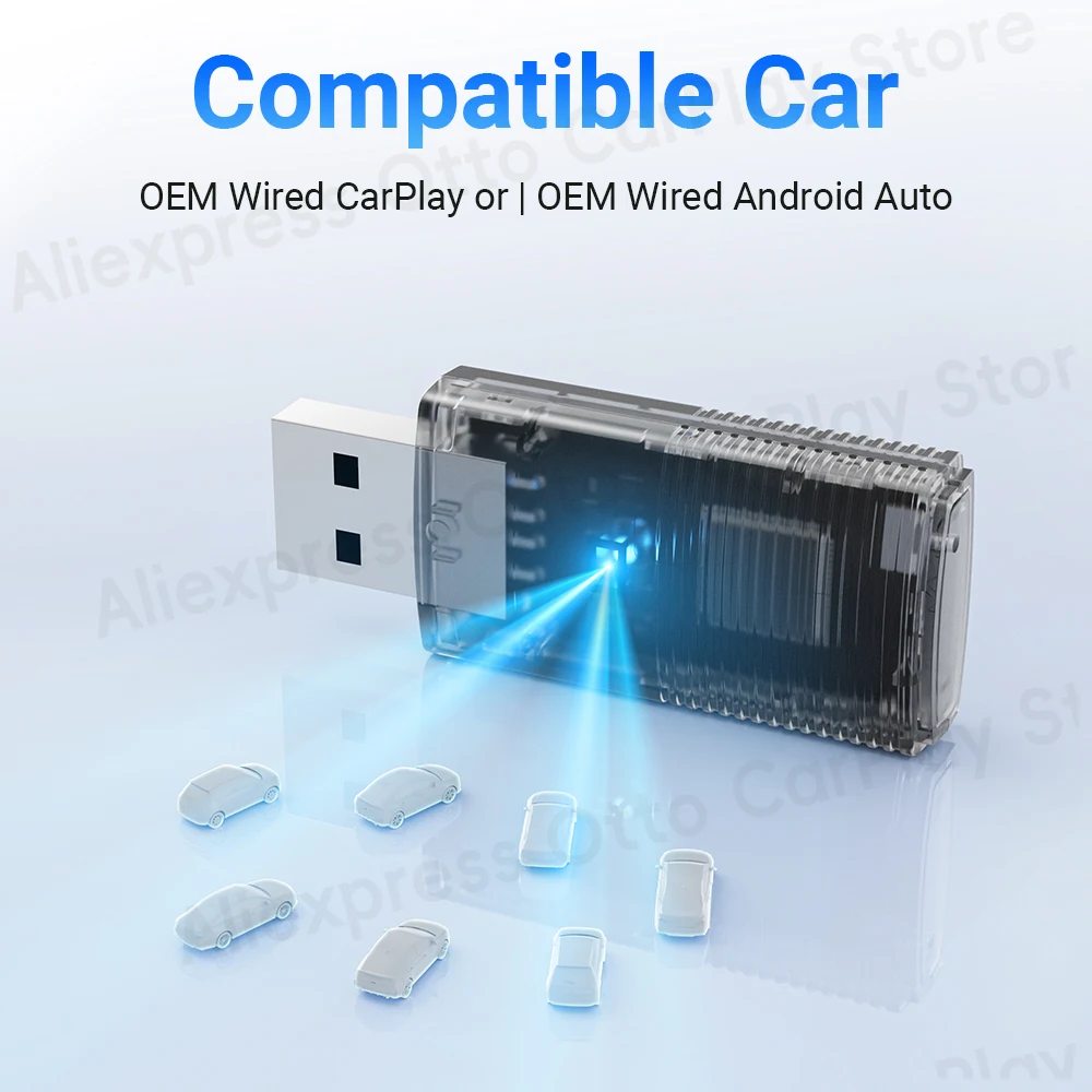 Фото Мини беспроводной CarPlay Android автомобильный адаптер 2 в 1 автомобильные аксессуары Автомобильный переходник для iPhone и телефона Android Новые поступления 2024 №3