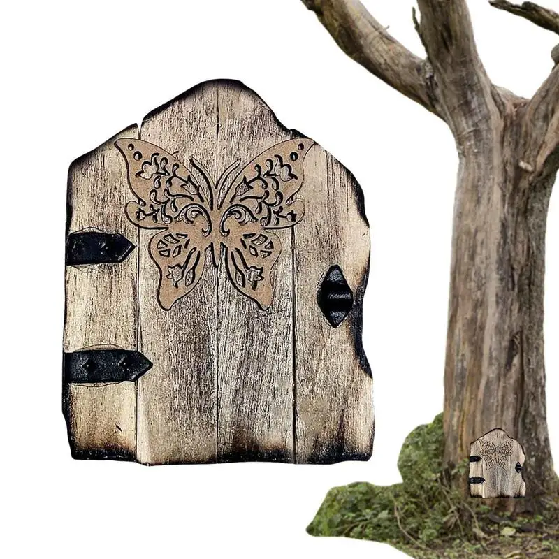 

Fairy Door Tree Miniature Figurines Fairy Door For Outdoor Elf Door Statues For Trees Decoration DIY Yard Art Garden Sculpture