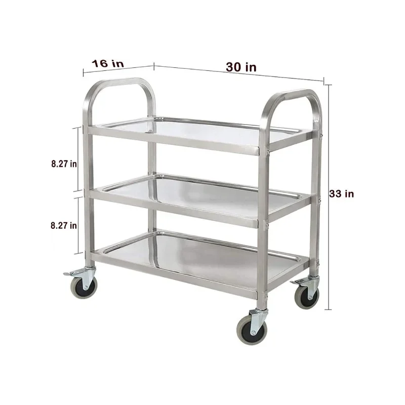 Тележка из нержавеющей стали с 3 полками 30 x 16 33 дюйма сверхмощная промышленная