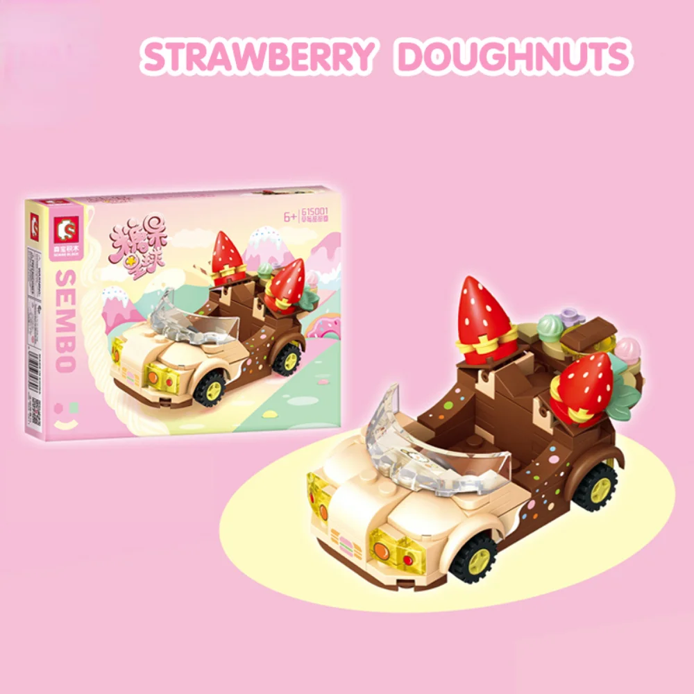 

Creative Assembly Toy for Children Candy Planet Series Car Strawberry Ice Cream Donuts 3D Model Diamond Building Blocks Bricks