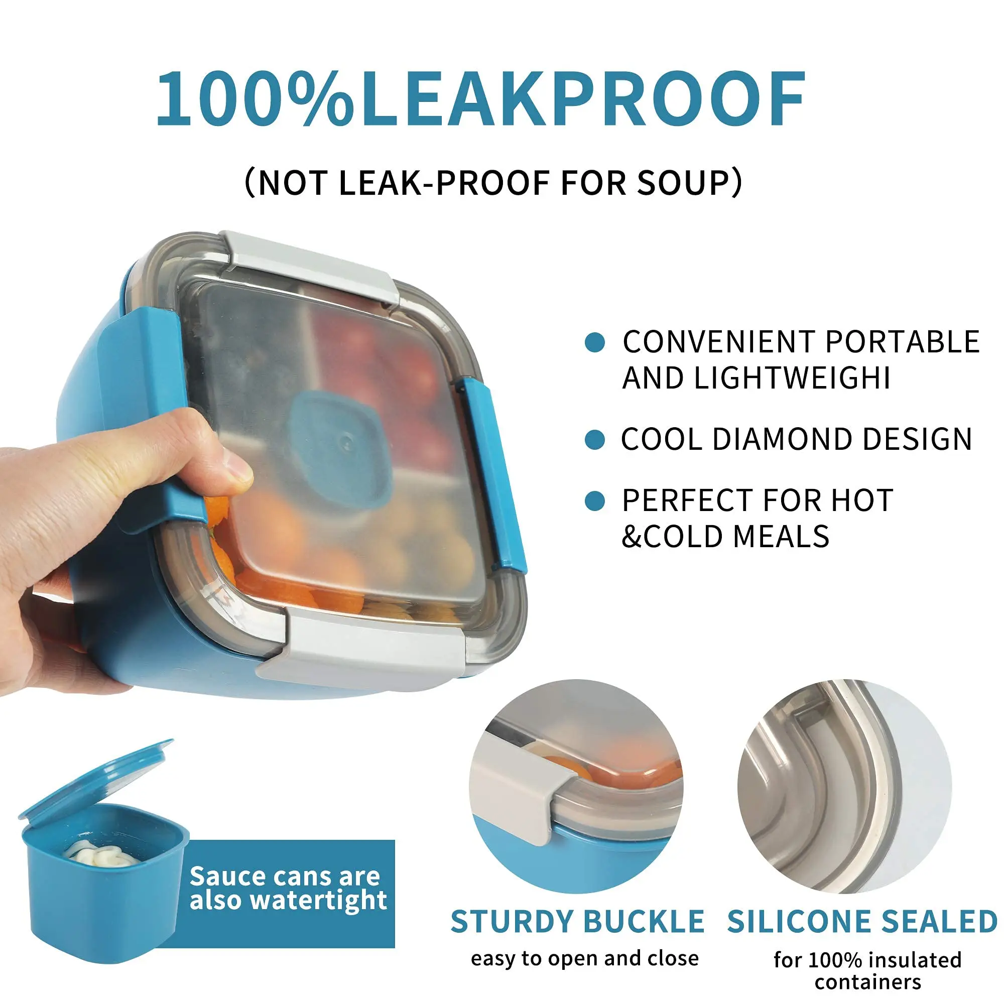 Контейнер для хранения салата с 3 отделениями коробка бенто со съемным подносом и