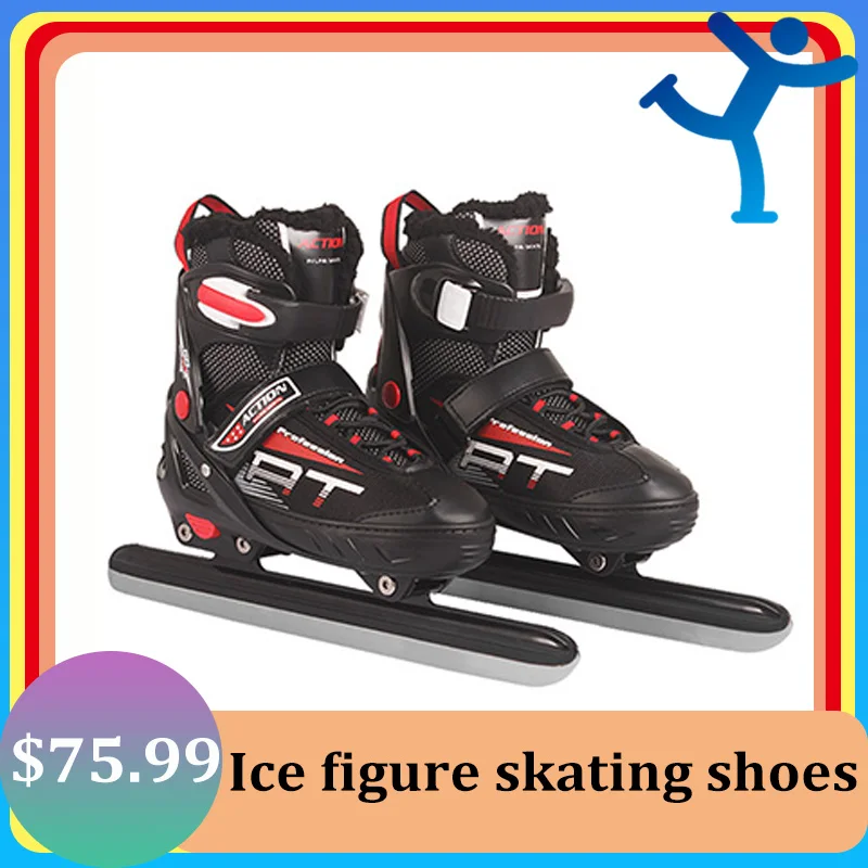 New Adult Women Children Ice Carbon Steel Blade Skates Shoes Thermal Size Adjustable Speed Skating Winter Sports Thick Fleece