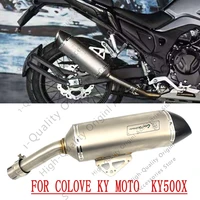 new for colove kymoto%c2%a0ky500x ky 500x 500 x turbo exhaust down pipe moto silencer with muffler