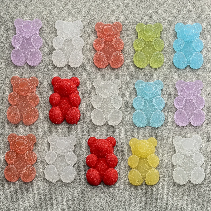 

30Pcs Cartoon Candy Bear Resin Accessories Kids DIY Hairpin Brooch Crafts Materials Scrapbook Flat Back Resin Supplies Art Patch