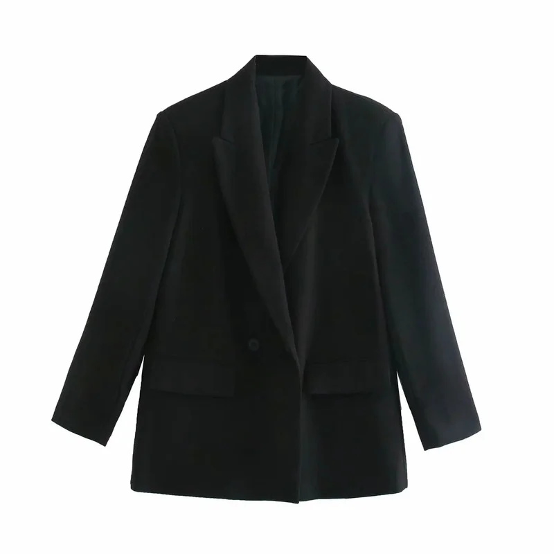 Solid Colors Double Breasted Commute Office Blazer New Autumn Winter All-Match Coats 2 Colors Simple Casual Blazer 2023 Women