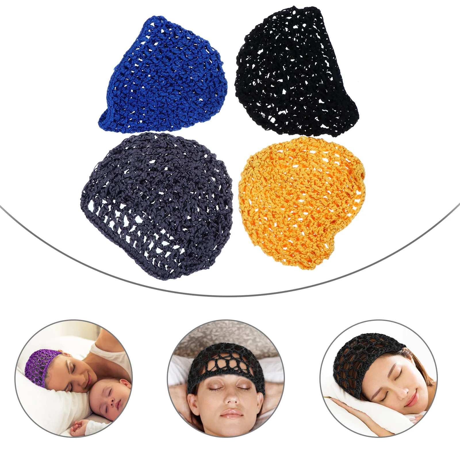 

4PCS Crocheted Snood Hairnet Multi-purpose Sleeping Crocheted Hair Net