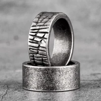 vintage silver color damaged stainless steel mens rings punk simple unique for male boyfriend jewelry creativity gift wholesale