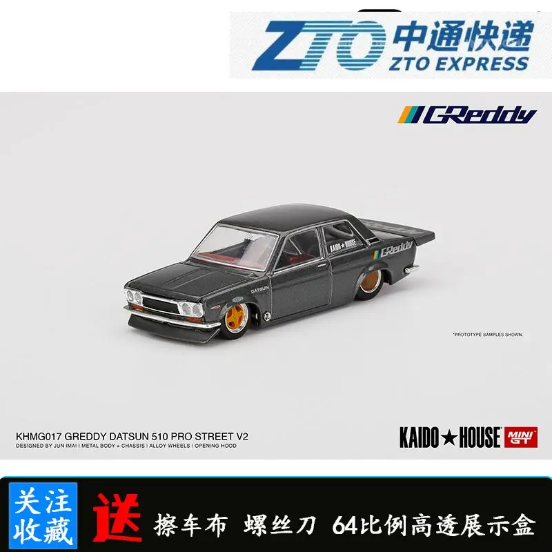 

Kaido House + MINIGT 1:64 Datsun 510 Pro GREDDY Diecast Car Model