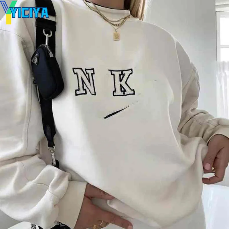 

YICIYA Sweatshirt Woman 2023 Letter Printed Long Sleeve Pullover tops