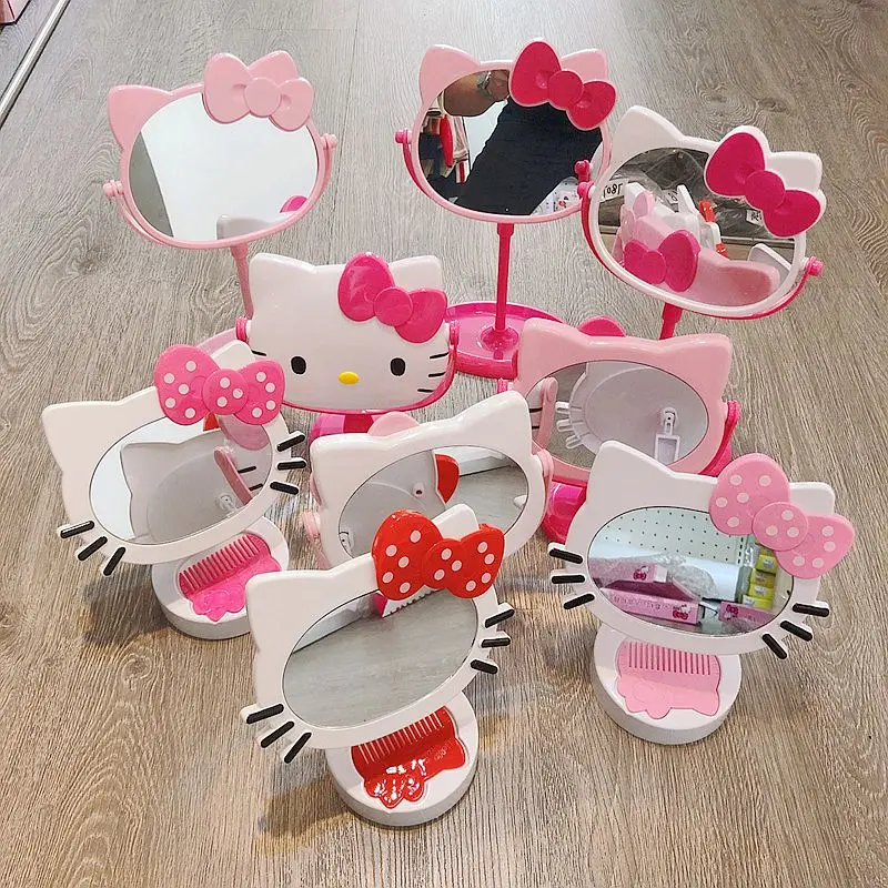

Детское мультяшное милое зеркало Sanrio, Hello Kitty Melody, портативное зеркало для туалетного столика для девочек, зеркало для макияжа, настольное зеркало принцессы