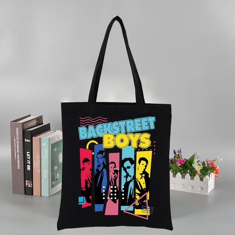 

Backstreet Boys World BSB Music Band Fashion Shopping Black Bags Canvas Tote Bag Mom Reusable Cloth Bag Handbag Shoulder Bags