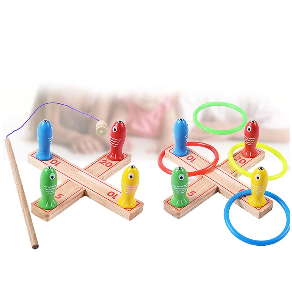 

1 Set Fishing Ring Toss Game Creative Fun Colorful Interactive Game for Parents Kids