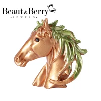 beautberry 2 color horse head brooches for men unisex vintage animal pin punk style suit accessories high quality