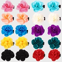 20 pcset new flower small clip mini solid color floral fabric hair duckbill clip hairgrips for kids girls hair accessories