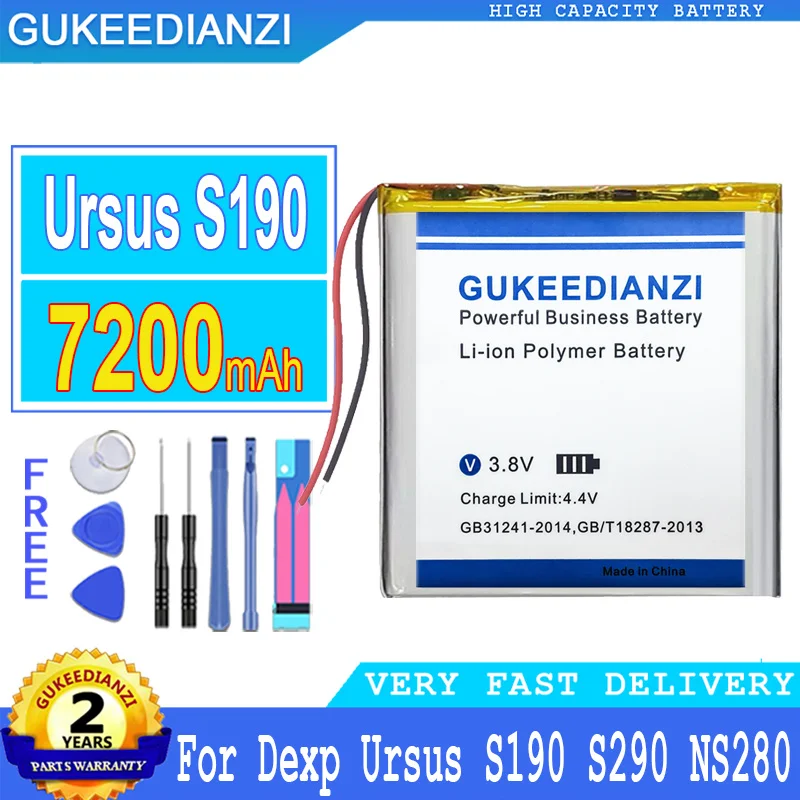 

Bateria Battery 7200mAh For Dexp Ursus S190 S290 NS280 A179i 10XW Z380 NS180 8W 3G P180 LTE High Quality Battery