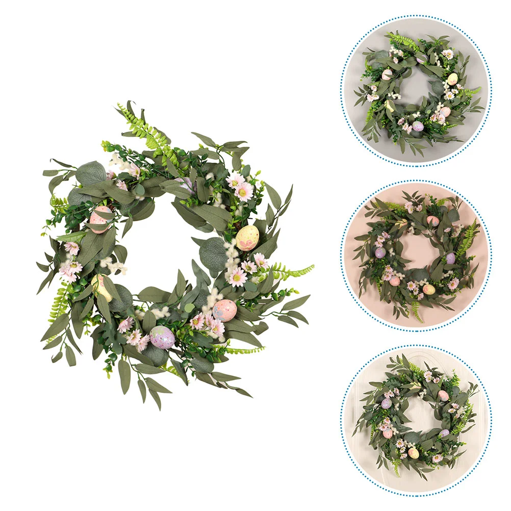 

Easter Wreath Decoration Front Door Boxwood Tray Tiered Farmhouse Spring Holiday Eucalyptus Green Garland Artificial Home Decor