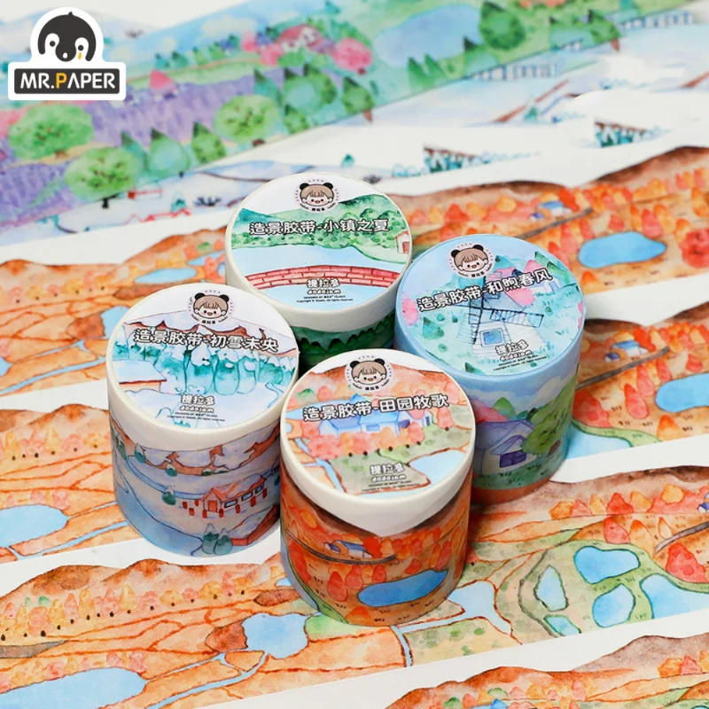 

Mr. Paper 4 Style 300cm/ Roll Aesthetically Beautiful Washi Tape Creative Four Seasons Hand Account Decorative Stationery Tape