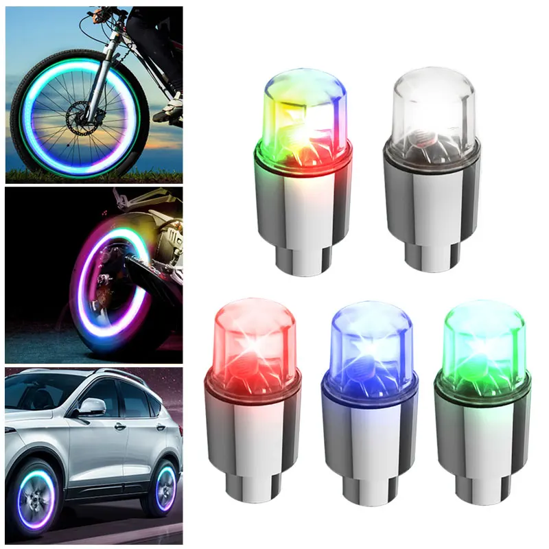 Car Motocycle Bike Wheel Lights,Leds Tyre Tire Valve Caps Wheel Spokes Strobe Neon Lamp Mountain Road Riding Bicycle Flashlights