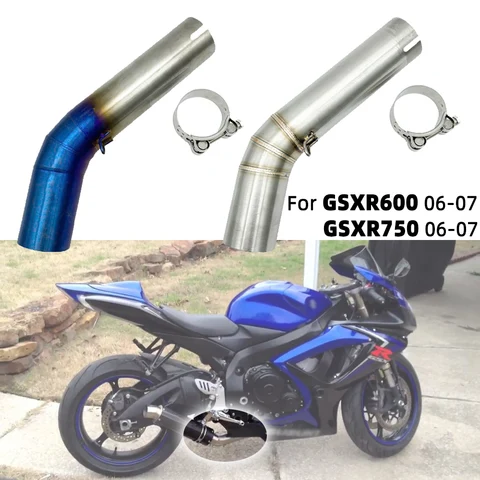 GSXR600 GSXR750 аксессуары для мотоциклов, средний соединитель выхлопных газов, переходник для труб Suzuki GSXR600 GSXR 600 750 2006-2007 K6