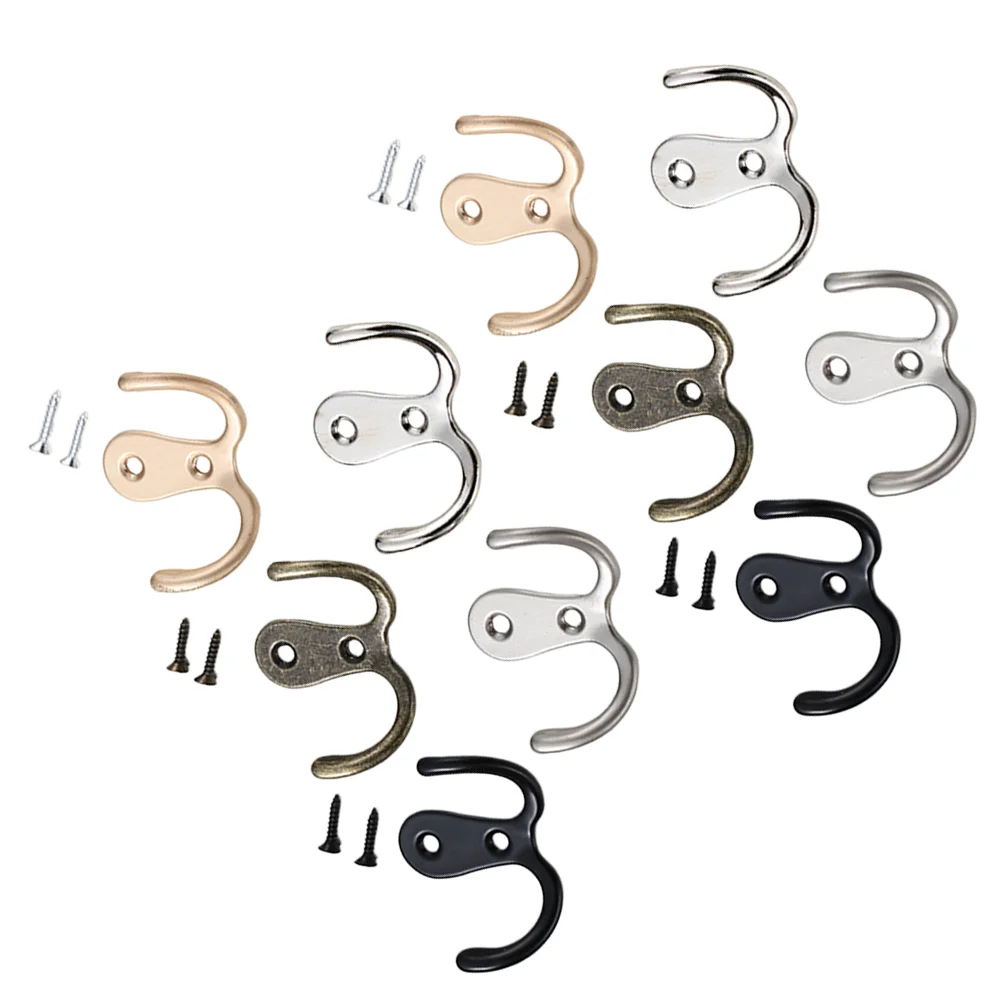 

10pcs Zinc Alloy Hook Retro Coat Hanger Wall Hooks Pothook or Bathroom Dressing Room (Random Color)