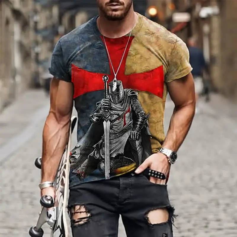 

Summer classic vintage casual print crewneck loose short sleeve T-shirt top