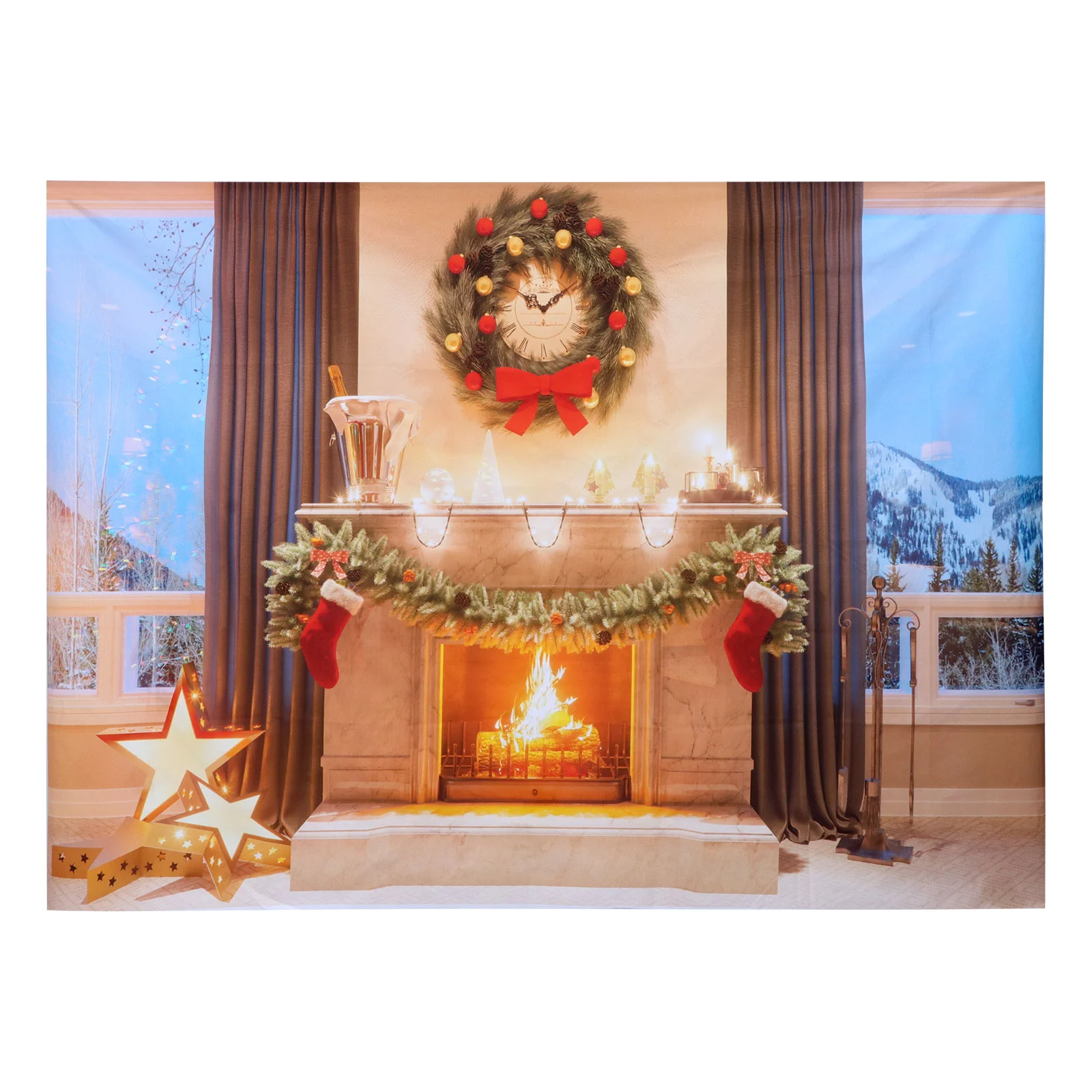 

Christmas Photo Backdropfireplace Background Studio Prop Props Tapestry Wall Photography Tablecloth Cloth Backdrops Window