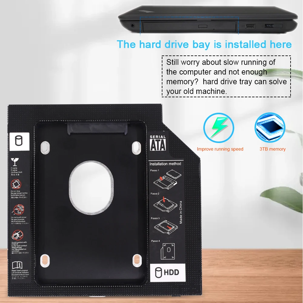 TISHRIC алюминиевый переходник для установки второго жесткого диска SSD Sata 3 0 Optibay 9 5