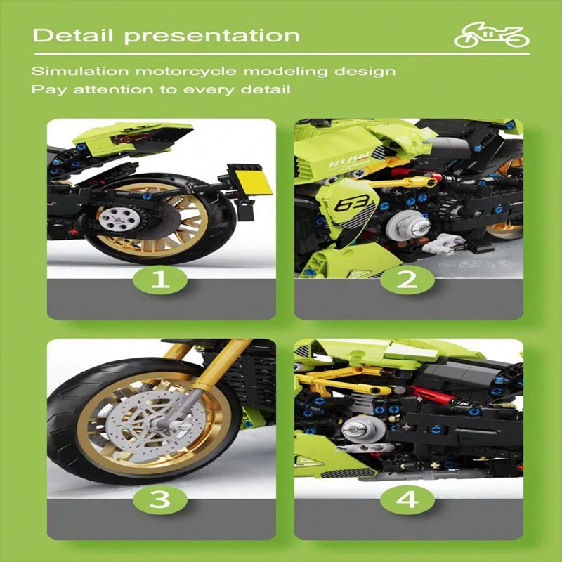 Конструктор мотоцикл Набор строительных блоков алдульты супермотоцикл набор