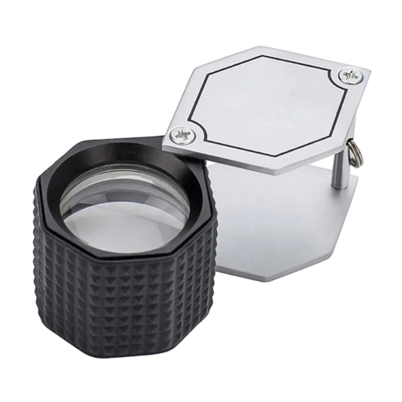 

Hexagonal Mini Magnifier 10X Metal Pocket Magnifying Glass Foldable Optical Len Jewelery Loupe Folding Jeweler Monocular