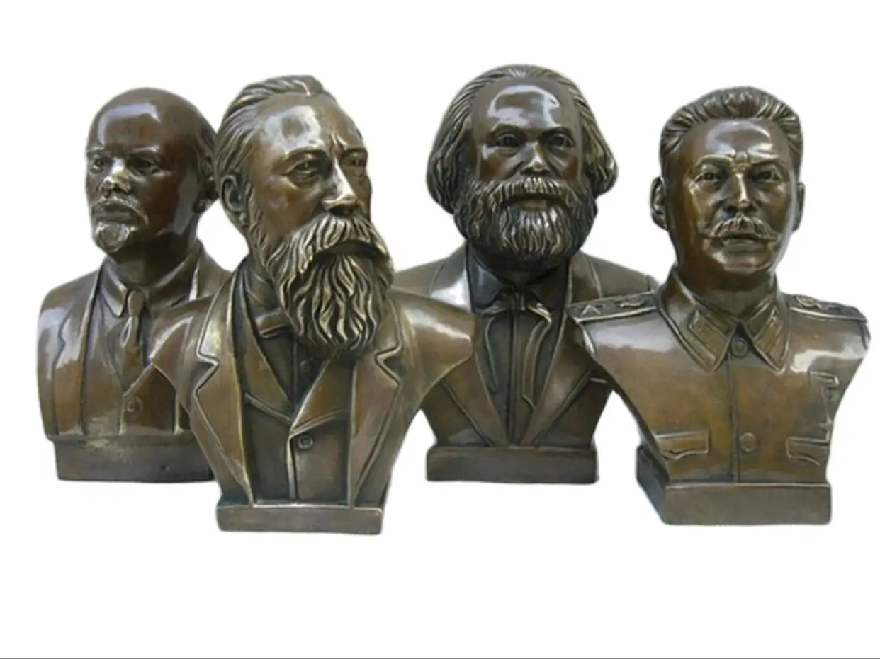 

4 PCS SHUN Collectible Decorated Old Bronze Carved Lenin statue, Stalin statue , Marx sculpture ,Engels Memorial Sculpture