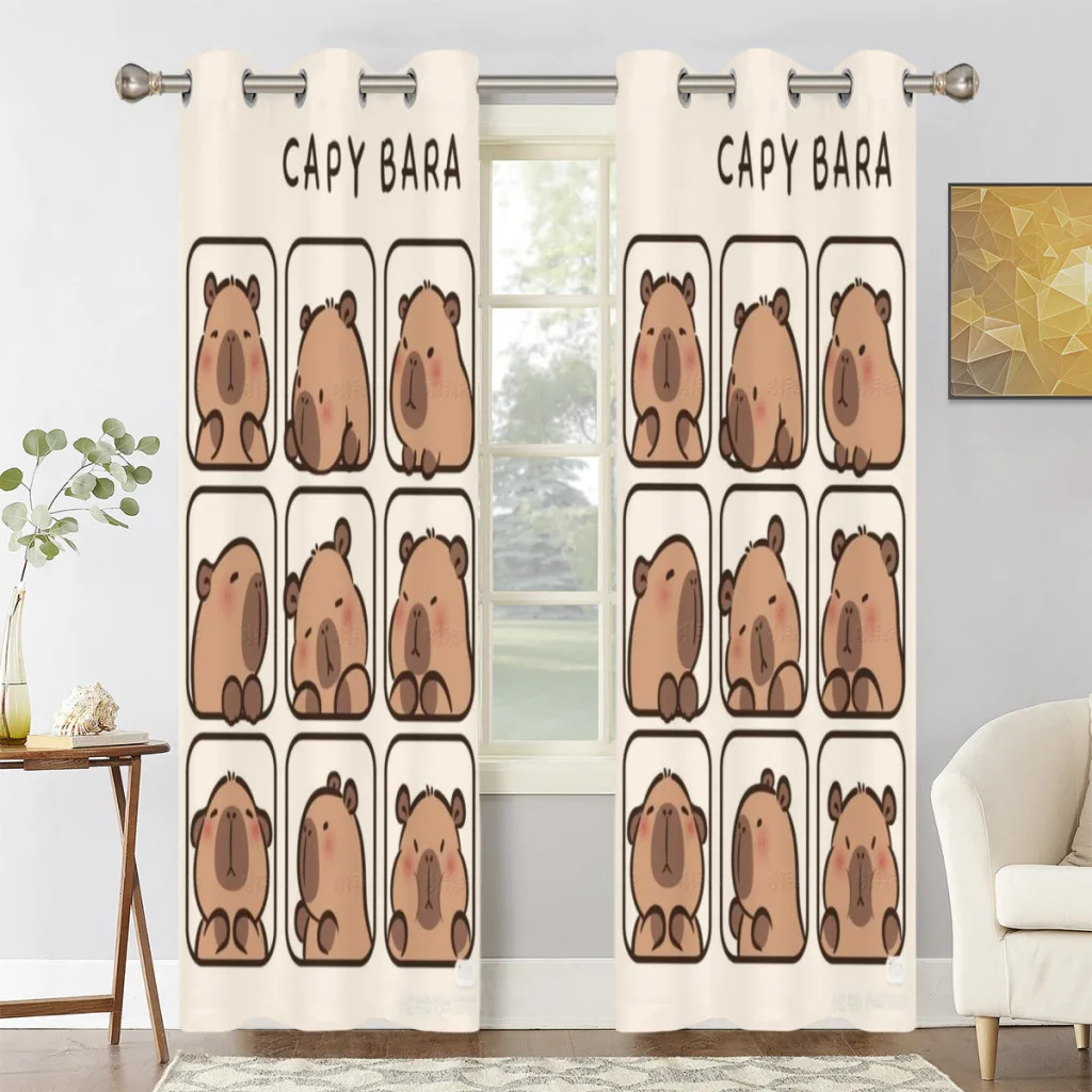 Светонепроницаемые шторы capybaba для спальни занавески тепловой обработки окон 2