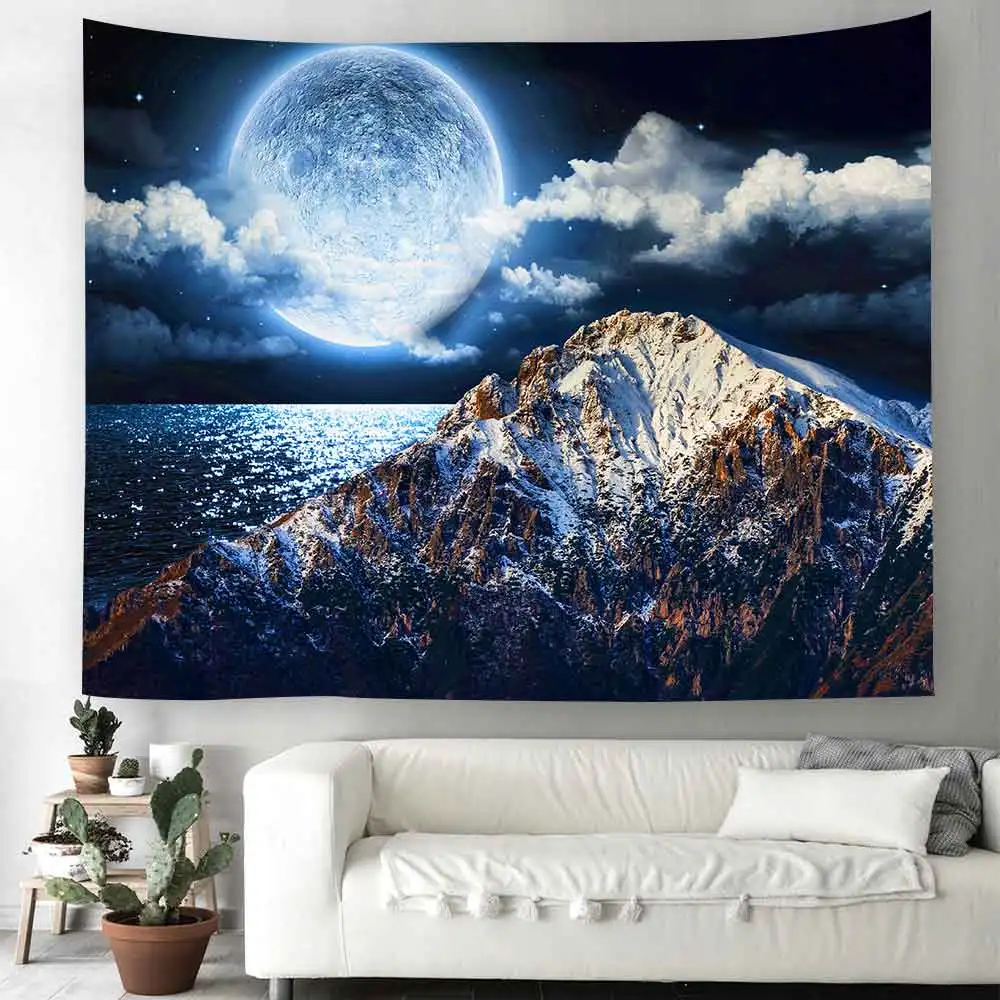 

Starry tapestry moon night starry sky landscape tapestry bohemian psychedelic skull home living room bedroom decoration