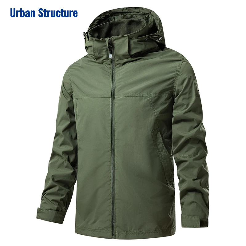 Men's Water Resistance Jackets Lightweight Windbreaker Hooded Coats Spring Autumn Windproof Hiking Camping Jackets Male