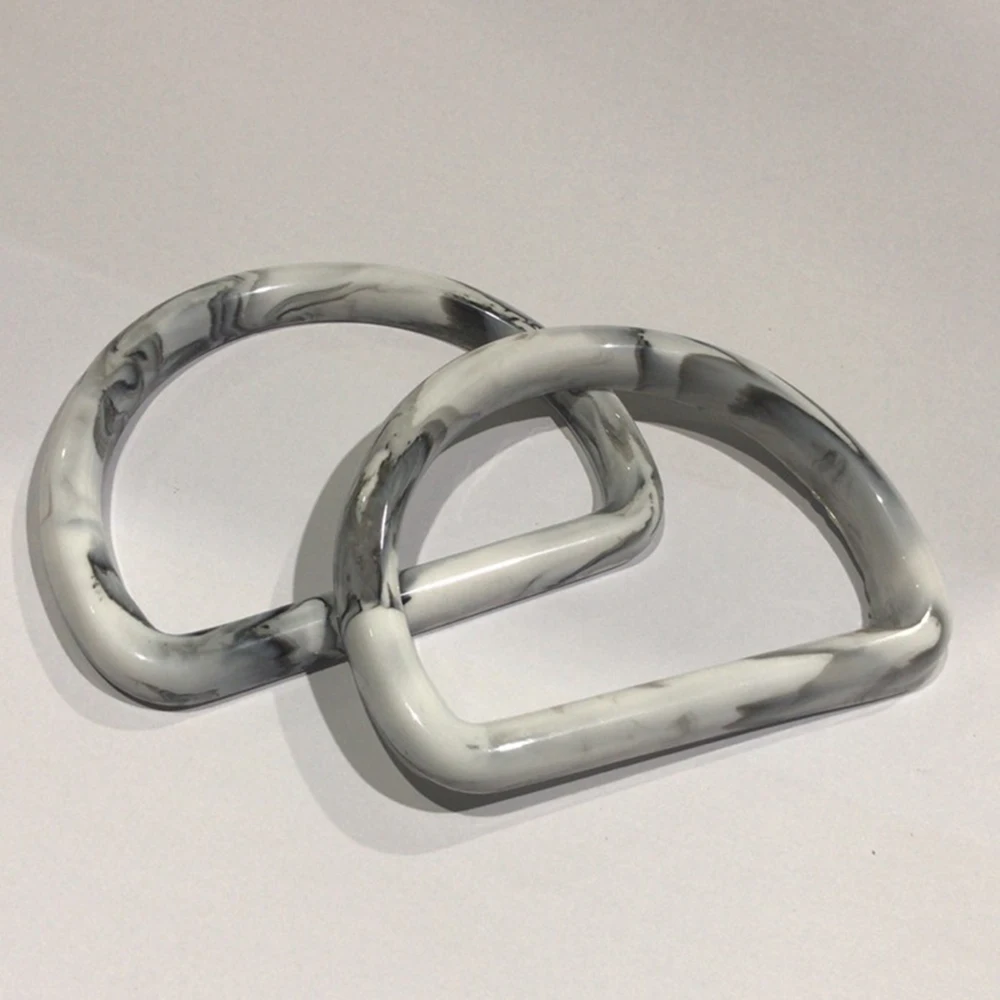 D-shaped Resin Bag Handle For Handbags Amber Marble Tote Woven Bag Handles DIY Clear Bag Strap With D Buckle Bag Accessories