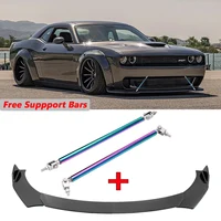 4PCS Front Bumper Lip Side Spoiler Splitter Chin Body Kit w/ Support Strut Bars For Dodge Challenger SRT SXT RT Car Accessories