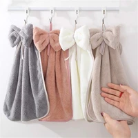 bow hand towel microfiber fabric quick dry water absorption dry hanging wash hand towel kids daily using kitchen toilet towels