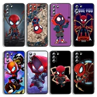 marvel cute spiderman for samsung galaxy s22 s21 s20 fe ultra s10e s10 s9 s8 s7 s6 edge plus black soft phone case capa