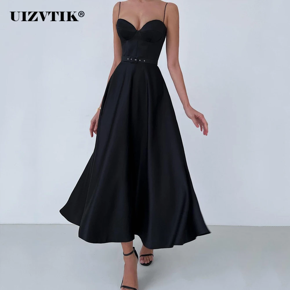 

Sexy Spaghetti Strap Tube Top Backless Maxi Dresses for Women 2022 Summer Elegant Slim Black Evening Club Guest Long Party Dress