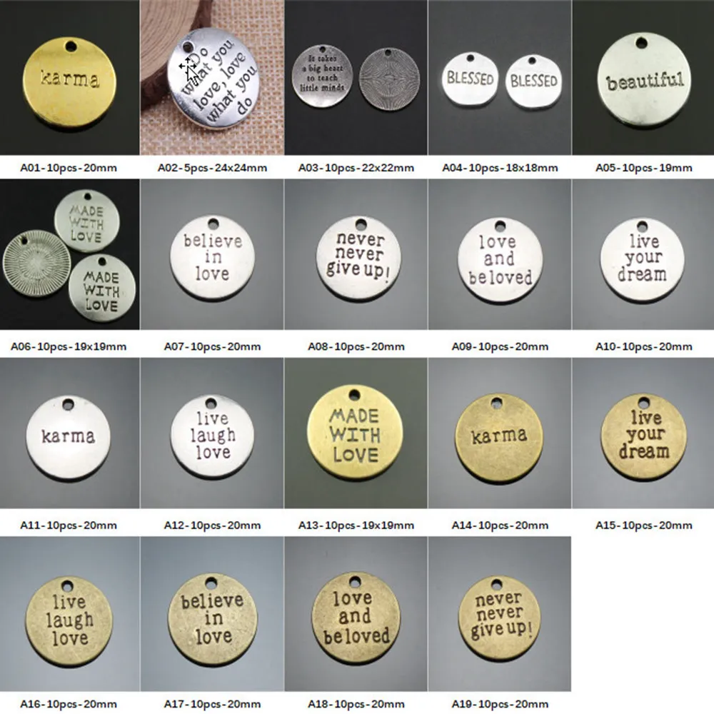 

New Arrival Encourage Round Plate Charms For Jewelry Making Gifts For Women