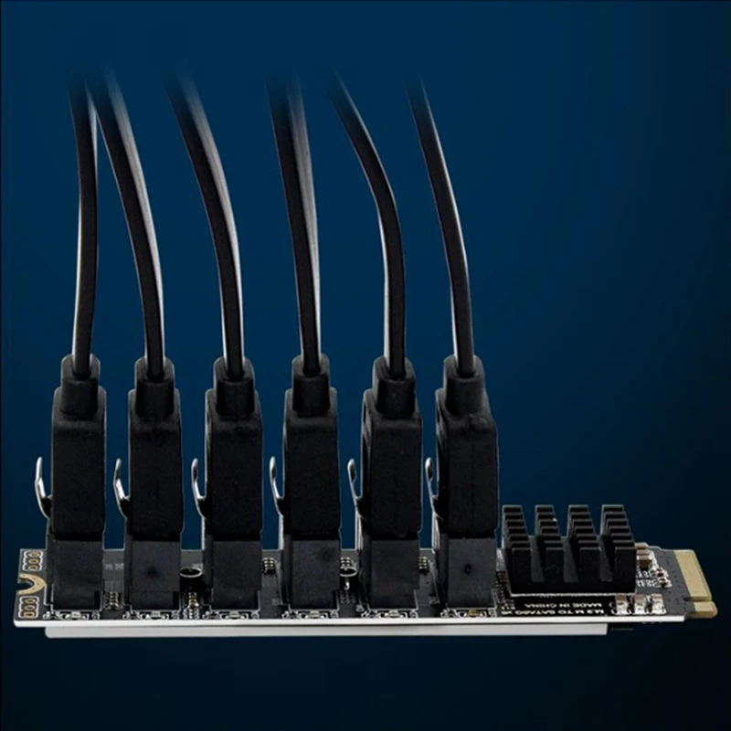 Плата расширения 2X M.2 MKEY PCI-E плата NVME на SATA3.0 PCIE SATA 6Gpbsx6-Port ASM1166 поддержка функции PM