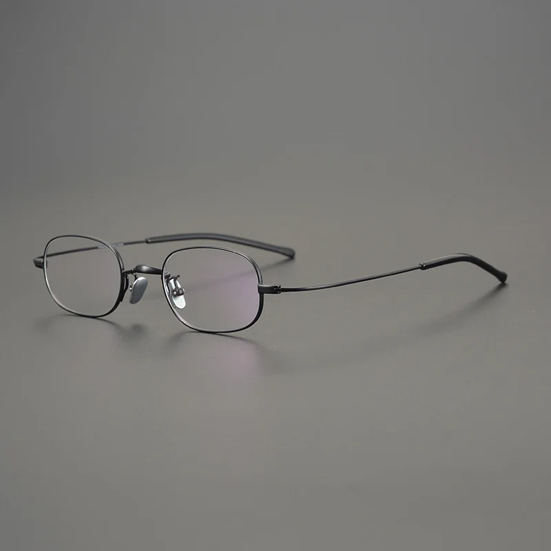 Мужские очки с легким синим светом из титановой оправы "Маленькие овальные ручной работы".