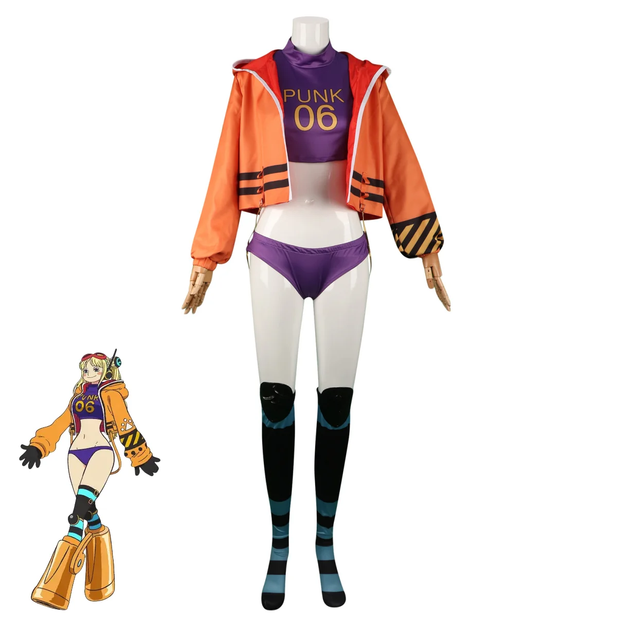 Аниме Dr. Vegapunk York PUNK-06 Косплей Костюм Оранжевое пальто с капюшоном Спортивная