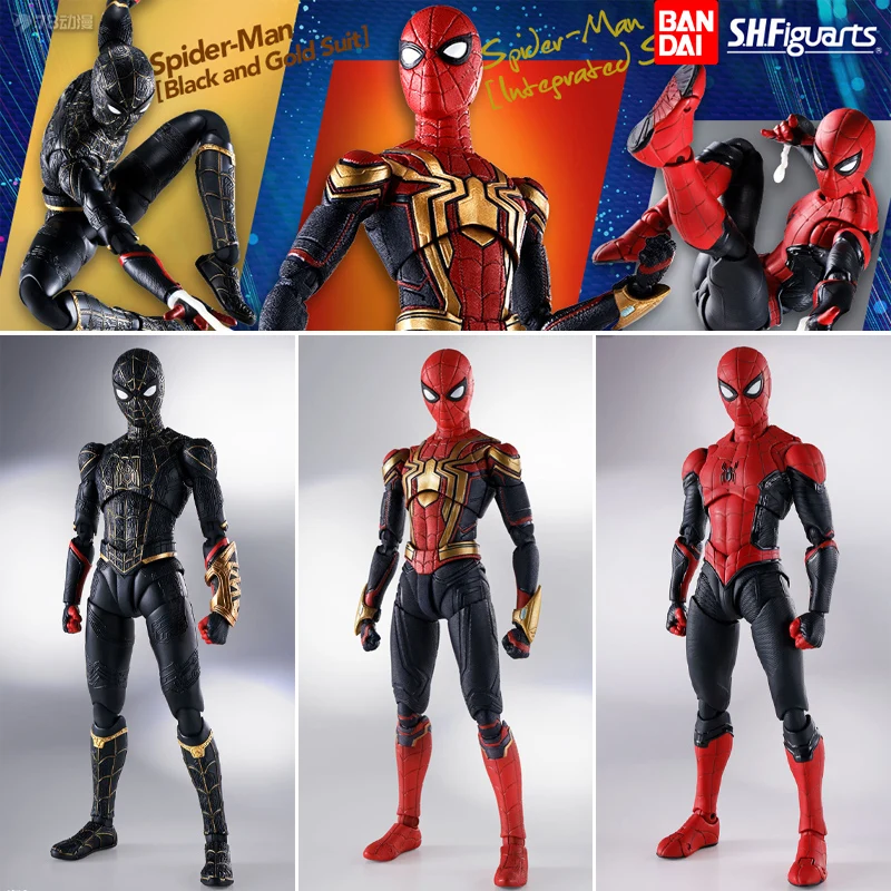 

Bandai Original Anime Action Figure Assembly Model Kit SHF Spiderman Homeless Heroes Collectible Toys for Kids Christmas Gift