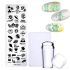 пластины для стемпинга, Штамповочные пластины для ногтей, 1 набор, с геометрическим рисунком листьев, цветов, рождественских снежинок, трафареты, Желейный штамп, инструменты для маникюра, стемпинг пластины