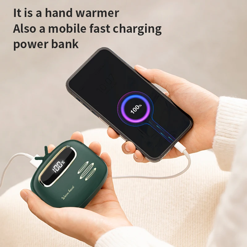 

2 in 1 Mini Power Bank Hand Warmer Fast Charge Powerbank Portable USB Power Banks with 3 Heat Levels Smart Constant Warm Heater